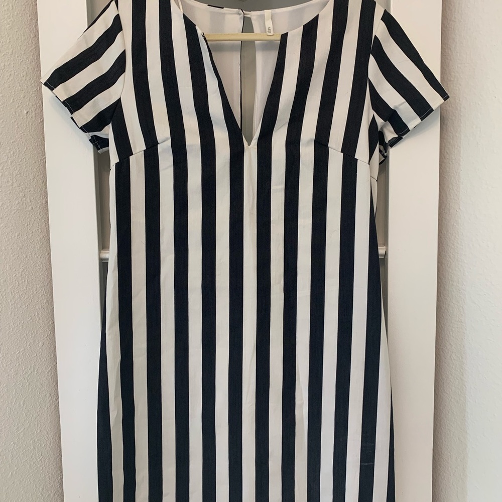 Navy and white mini dress